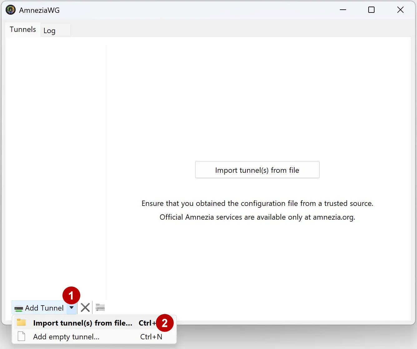 Import AmneziaWG config from file on Windows