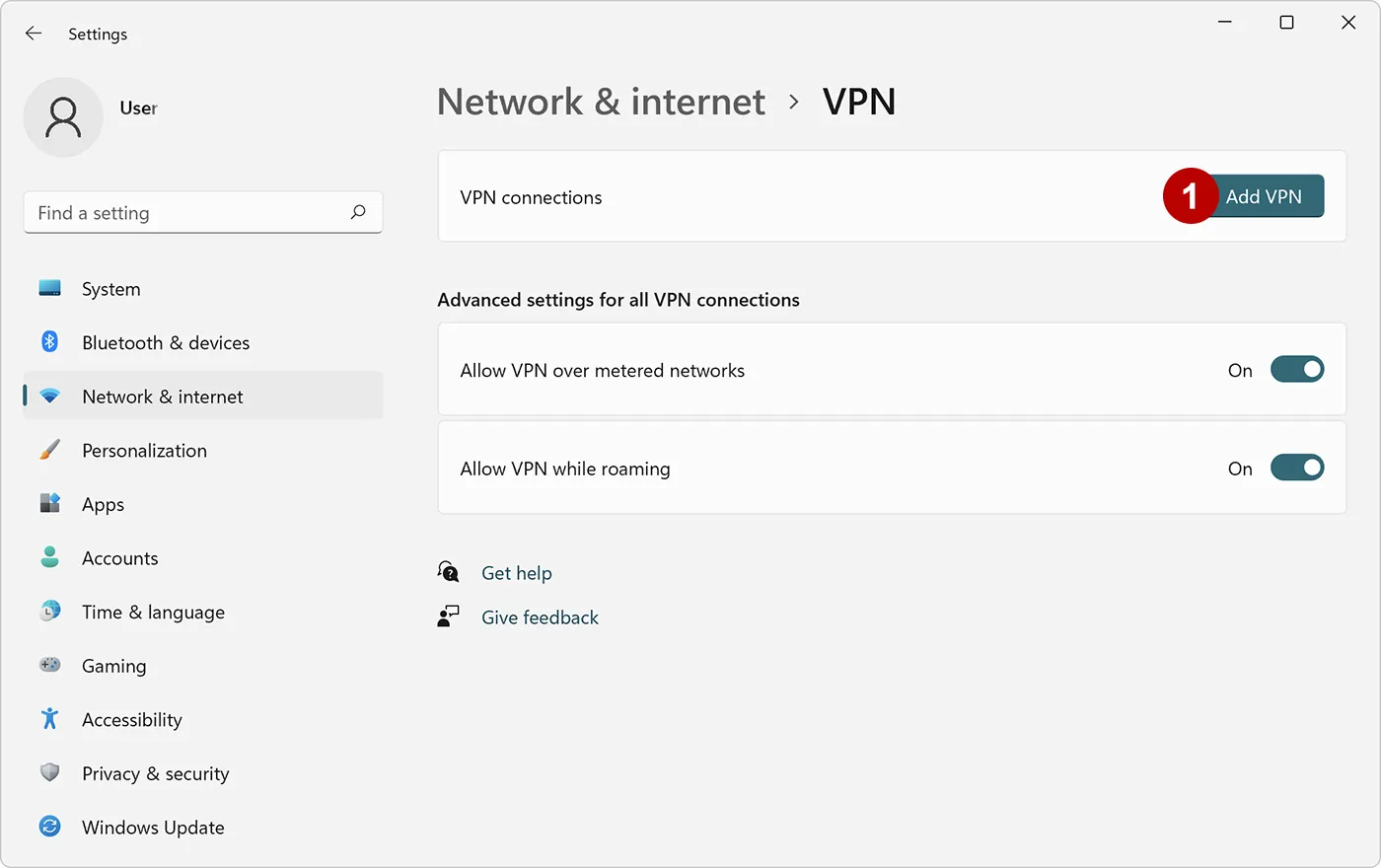 Add new IKEv2 VPN connnection on Windows 11