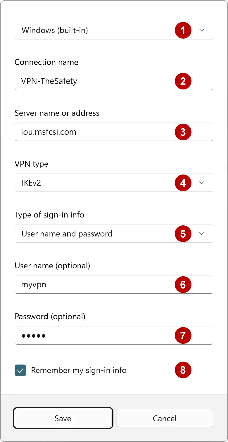 Configuring an IKEv2 VPN connection on Windows 11