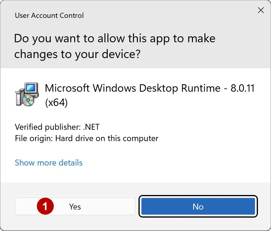 Разрешить установку Microsoft .Net Desktop Runtime 8 на Windows 11