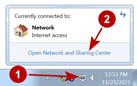 Network and Sharing Center on Windows 7