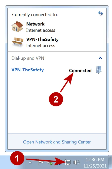 Successfully connected to IKEv2 VPN on Windows 7
