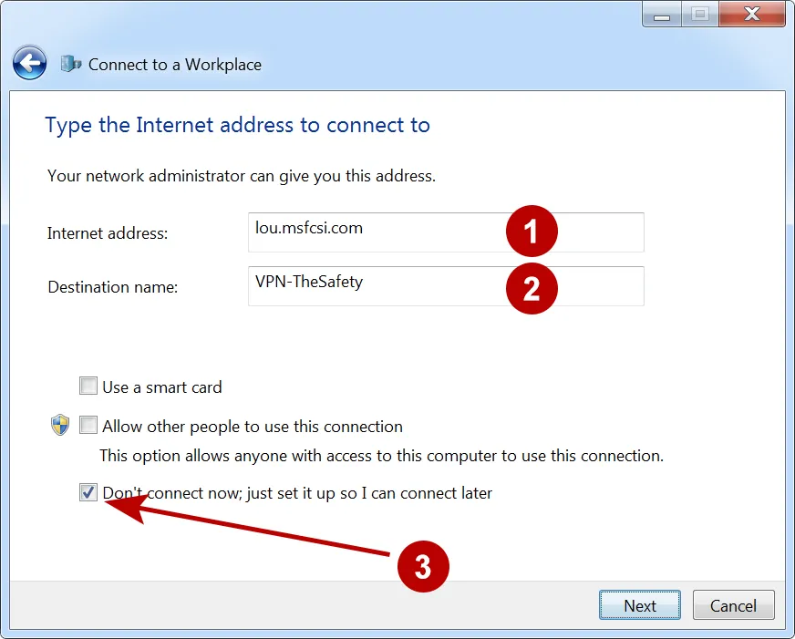 IP address IKEv2 VPN server on Windows 7