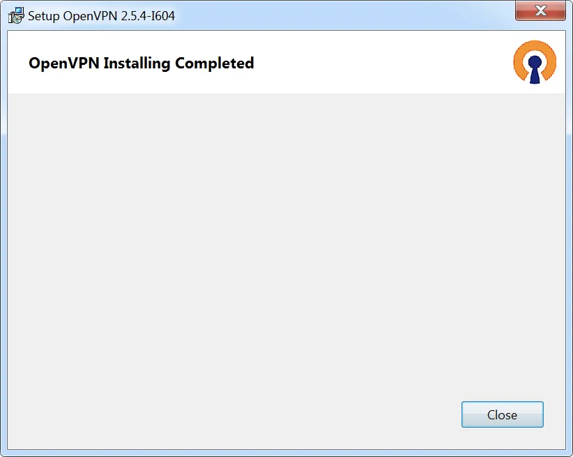 Completing the installation OpenVPN on Windows 7