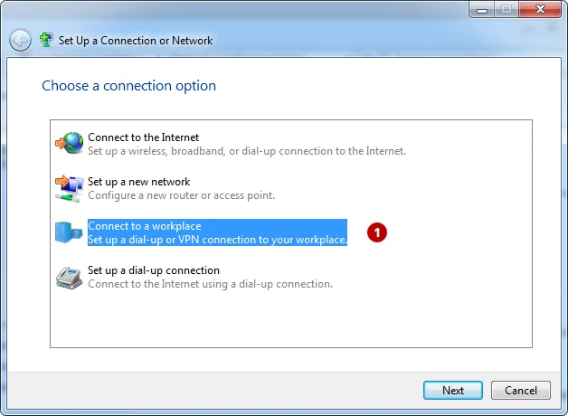 Connect to a workplace on Windows 7