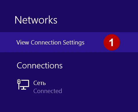 View Connection Settings on Windows 8