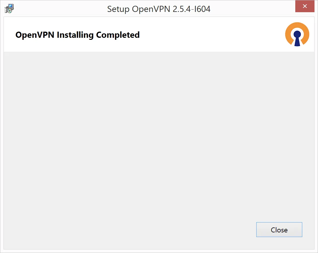 Completing the installation OpenVPN on Windows 8