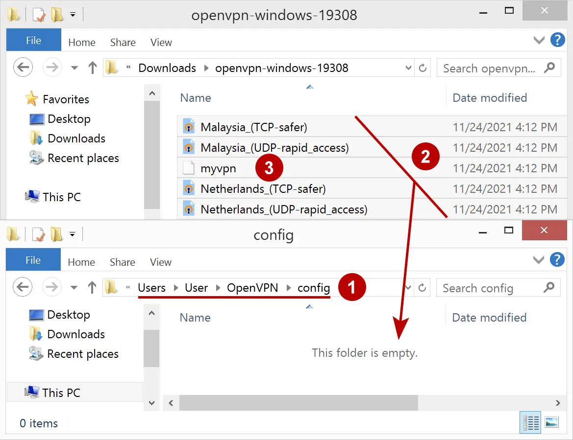 Copy OpenVPN files on Windows 8