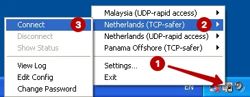 Connecting to the OpenVPN server on Windows XP