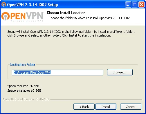 Path to OpenVPN on Windows XP