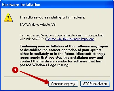 Installing OpenVPN driver Windows XP
