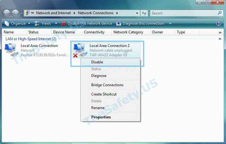 Disable virtual adapter to fix the OpenVPN error
