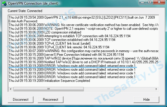 Error OpenVPN – problem in Windows Vista, Seven