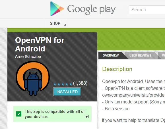 OpenVPN for Android in Google Play