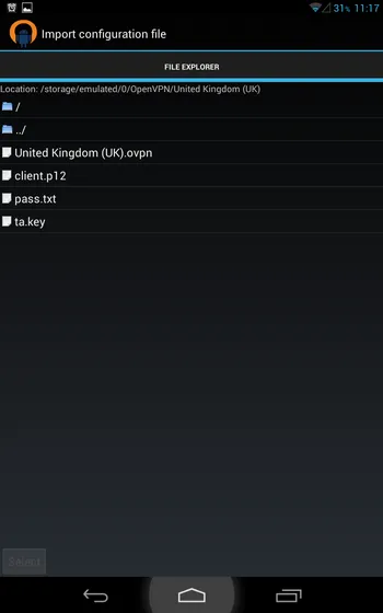 OpenVPN profile importing