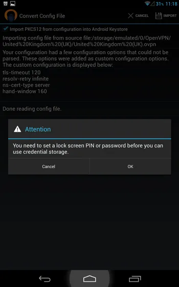 PIN-password setup request