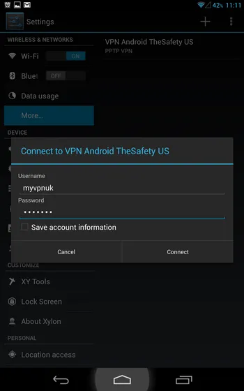 Android 4.x VPN credentials