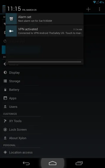 Android 4.x notification bar with VPN connected