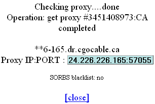 IP address and port of Socks proxy