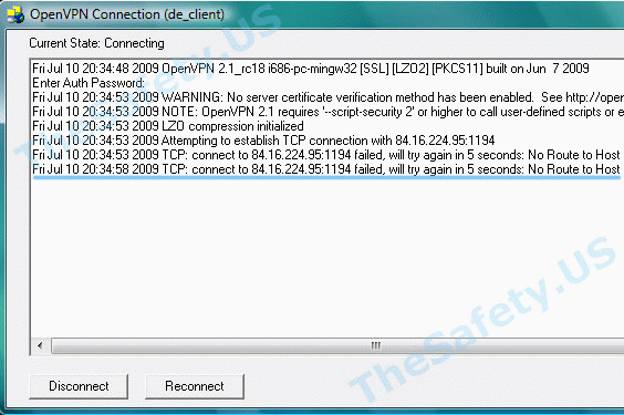 Openvpn connecting to management interface failed windows 10