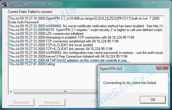 Error OpenVPN – no available virtual adapters