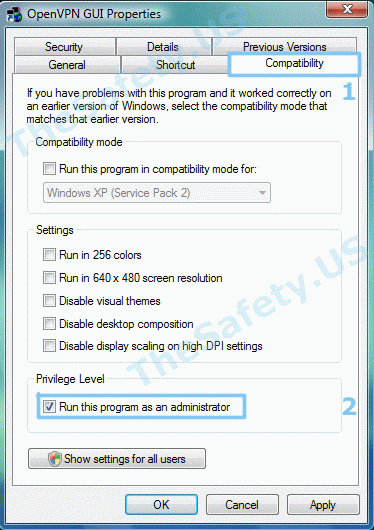 Run OpenVPN as an administrator