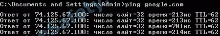 The ping command using a VPN connection
